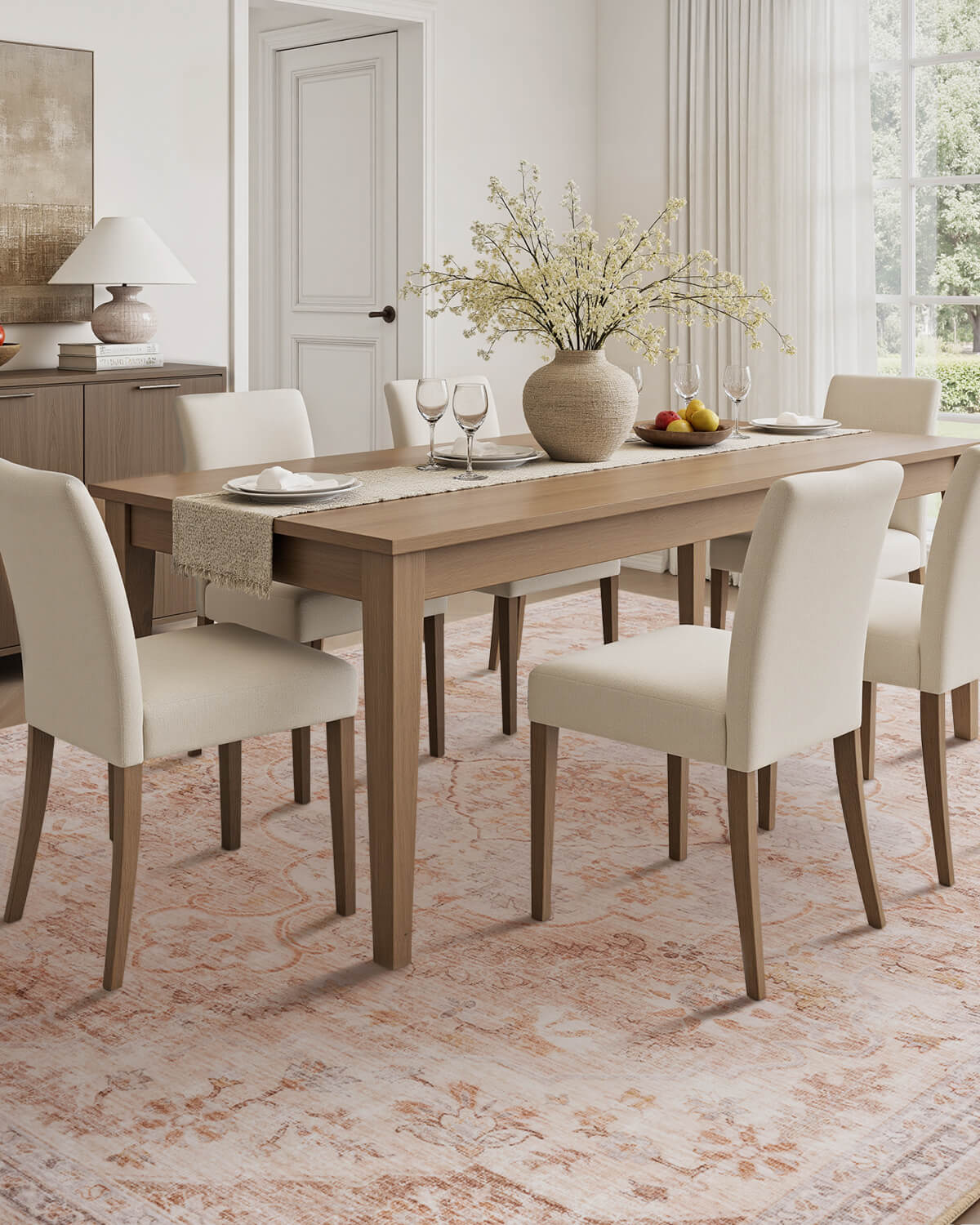 Vintage inspired boho washable rug designed for practical everyday comfort