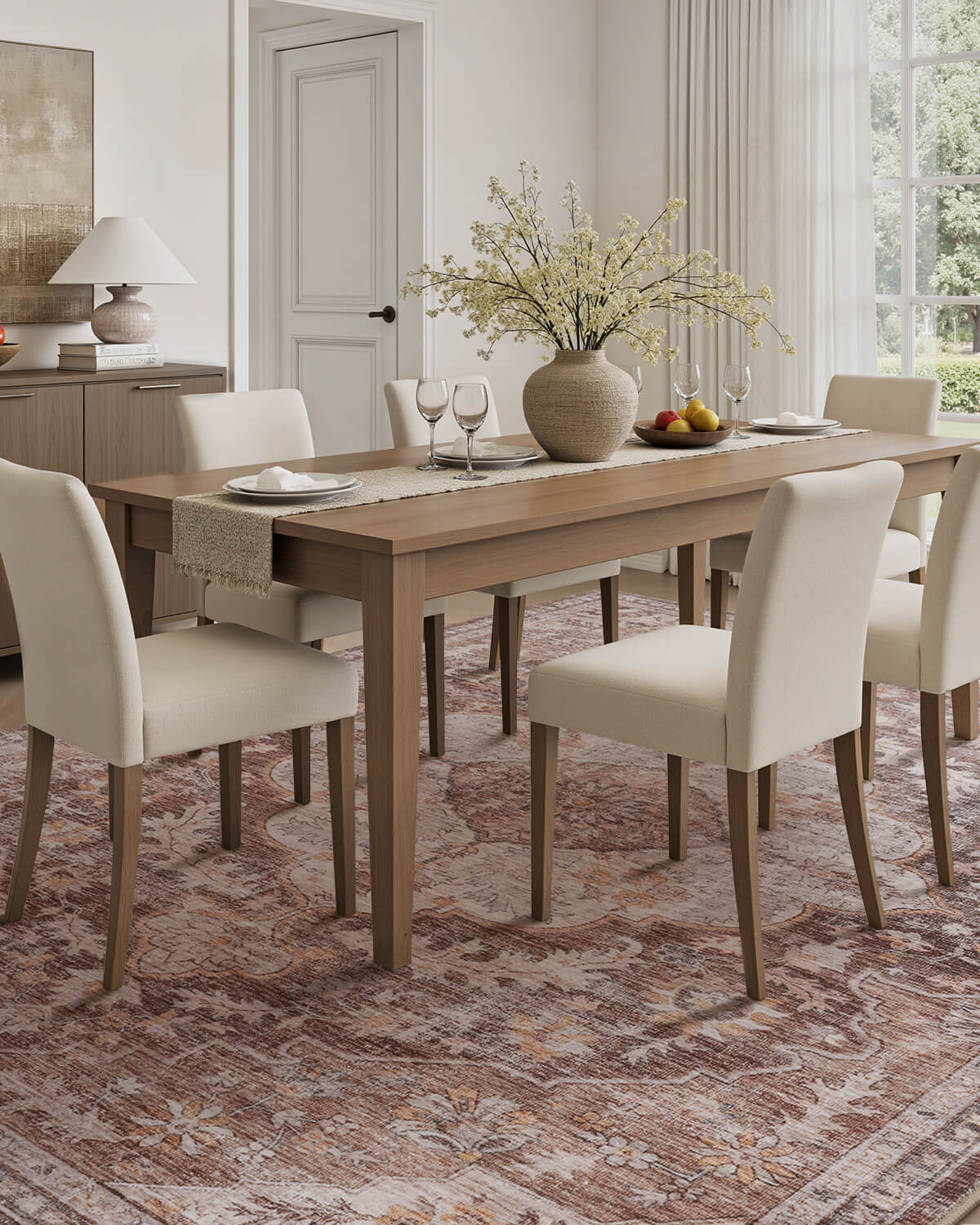 Soft boho vintage rug blending modern comfort with classic interior styling