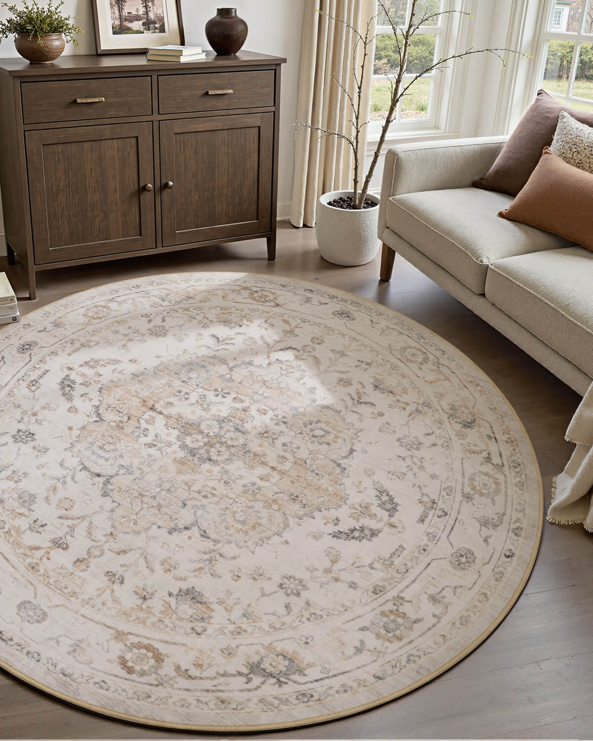 Botanical floral vintage rug complementing elegant traditional style