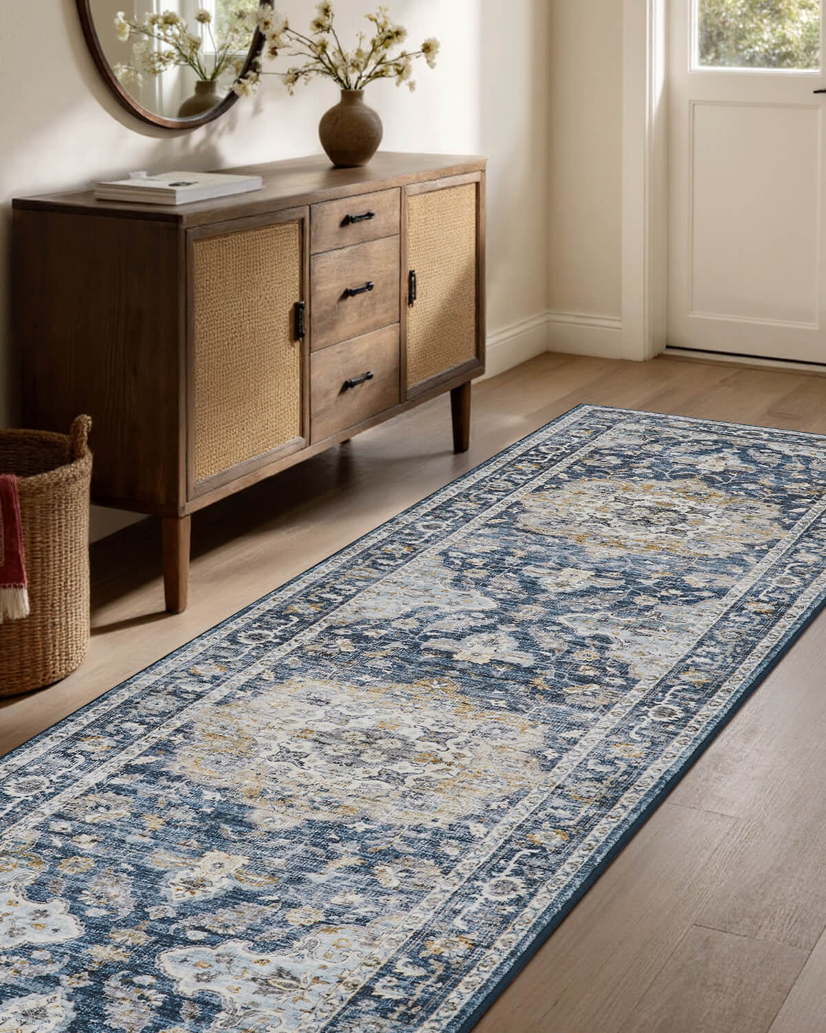 Botanical floral vintage rug creating warm and inviting spaces