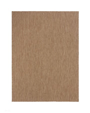 A brown plain weave outdoor area rug features a natural basketweave texture and clean minimal design, bringing durable weather-resistant style to patios, decks, porches, and outdoor living spaces.