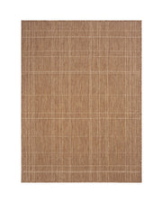 A brown outdoor area rug features a subtle grid pattern and natural woven texture, bringing durable weather-resistant style to patios, decks, porches, entryways, and indoor outdoor living spaces.