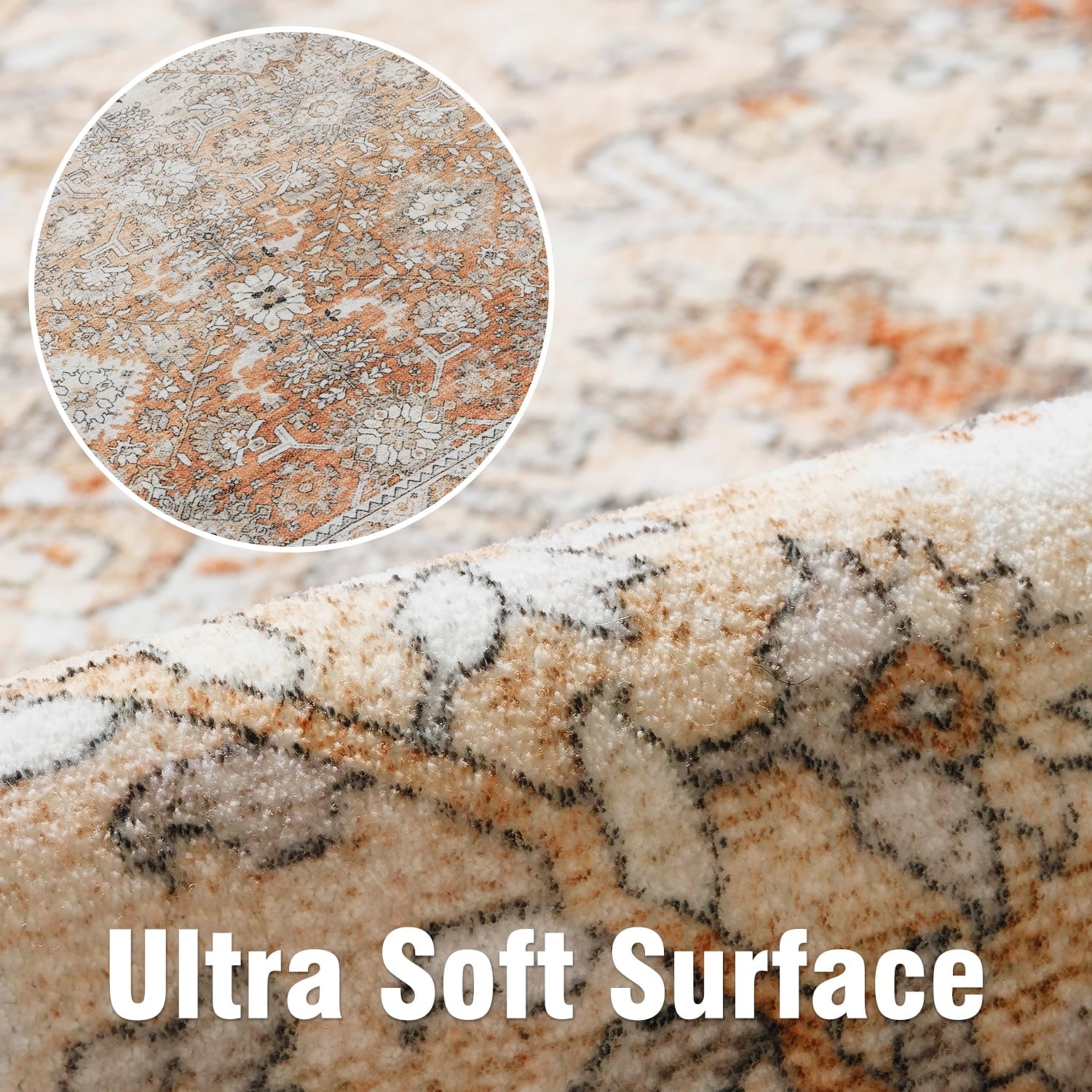 Ombre Vintage Floral Living Room Rug