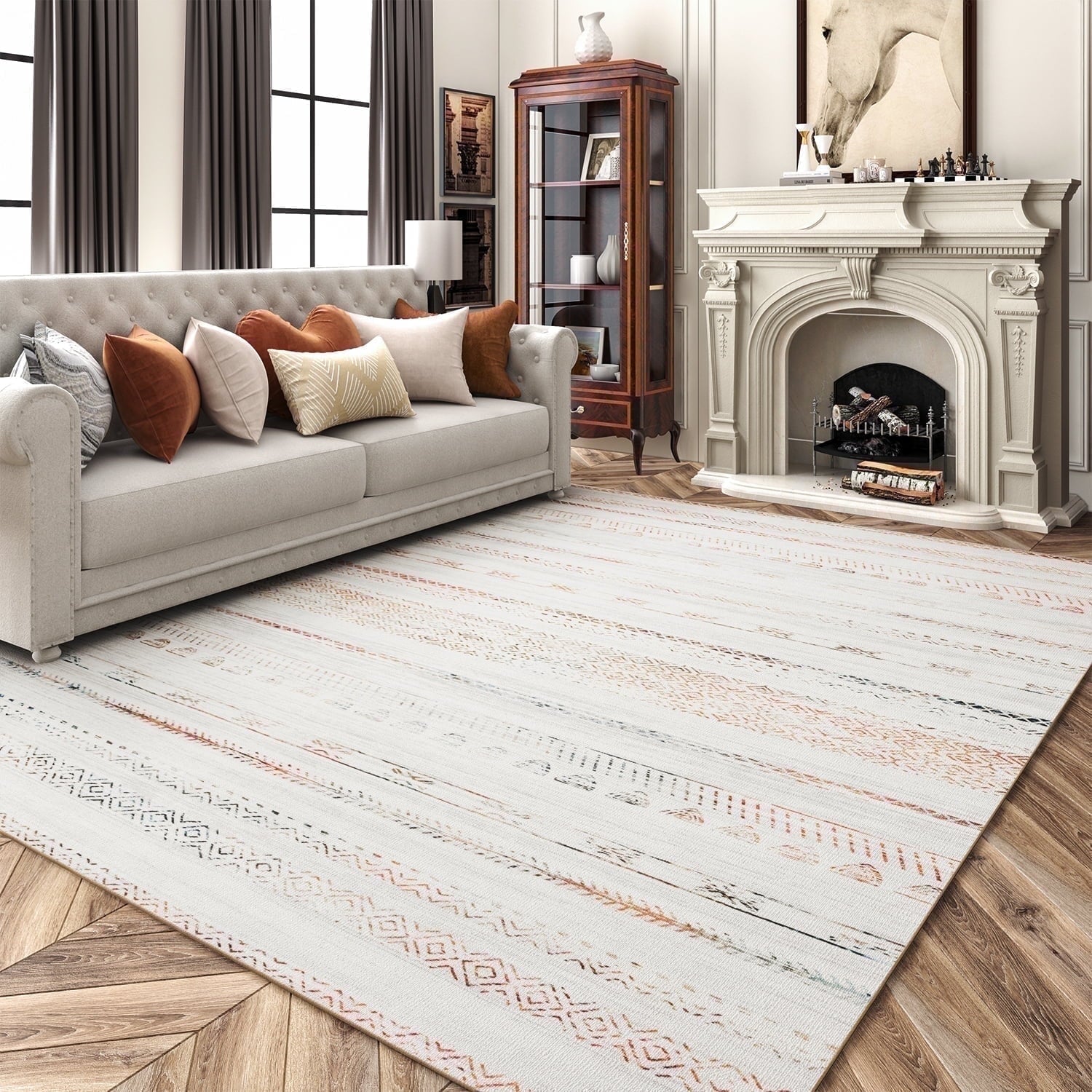 Boho Area Rug Machine Washable Rug