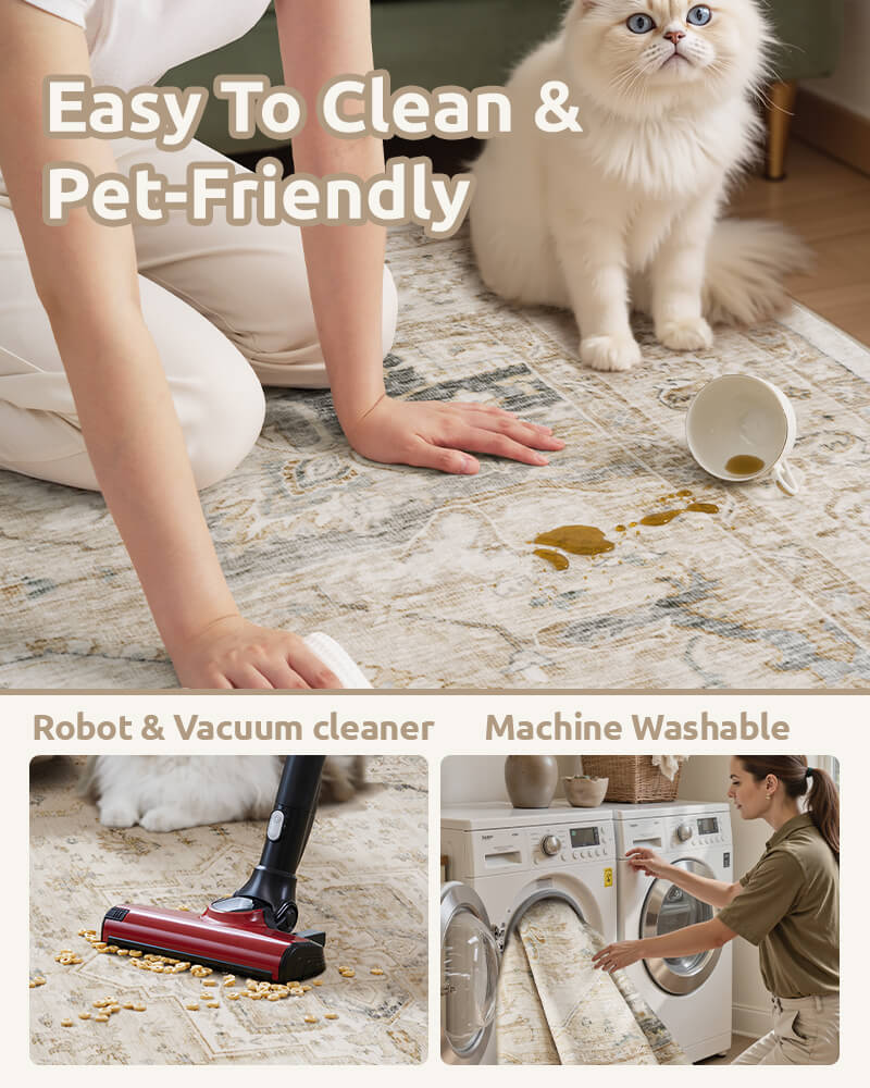 Vintage-style rug offering a balance of softness and durability