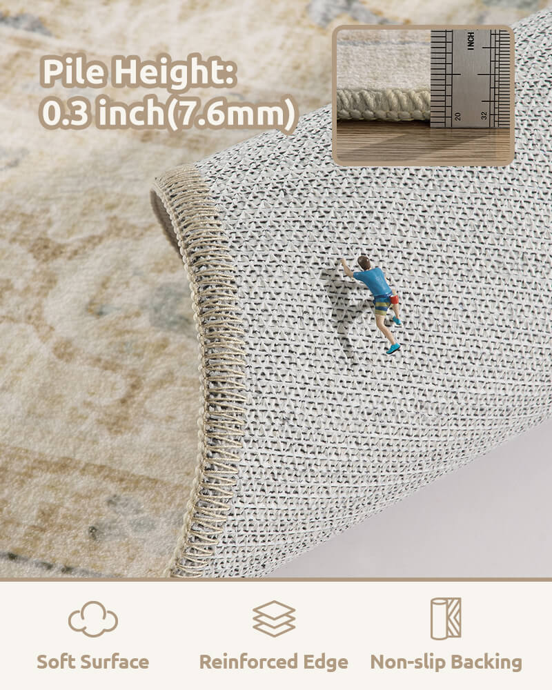 Vintage area rug crafted for consistent daily foot traffic