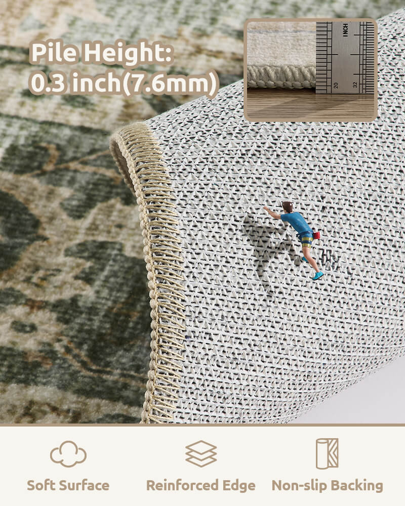 Vintage-inspired rug designed for relaxed traditional interiors