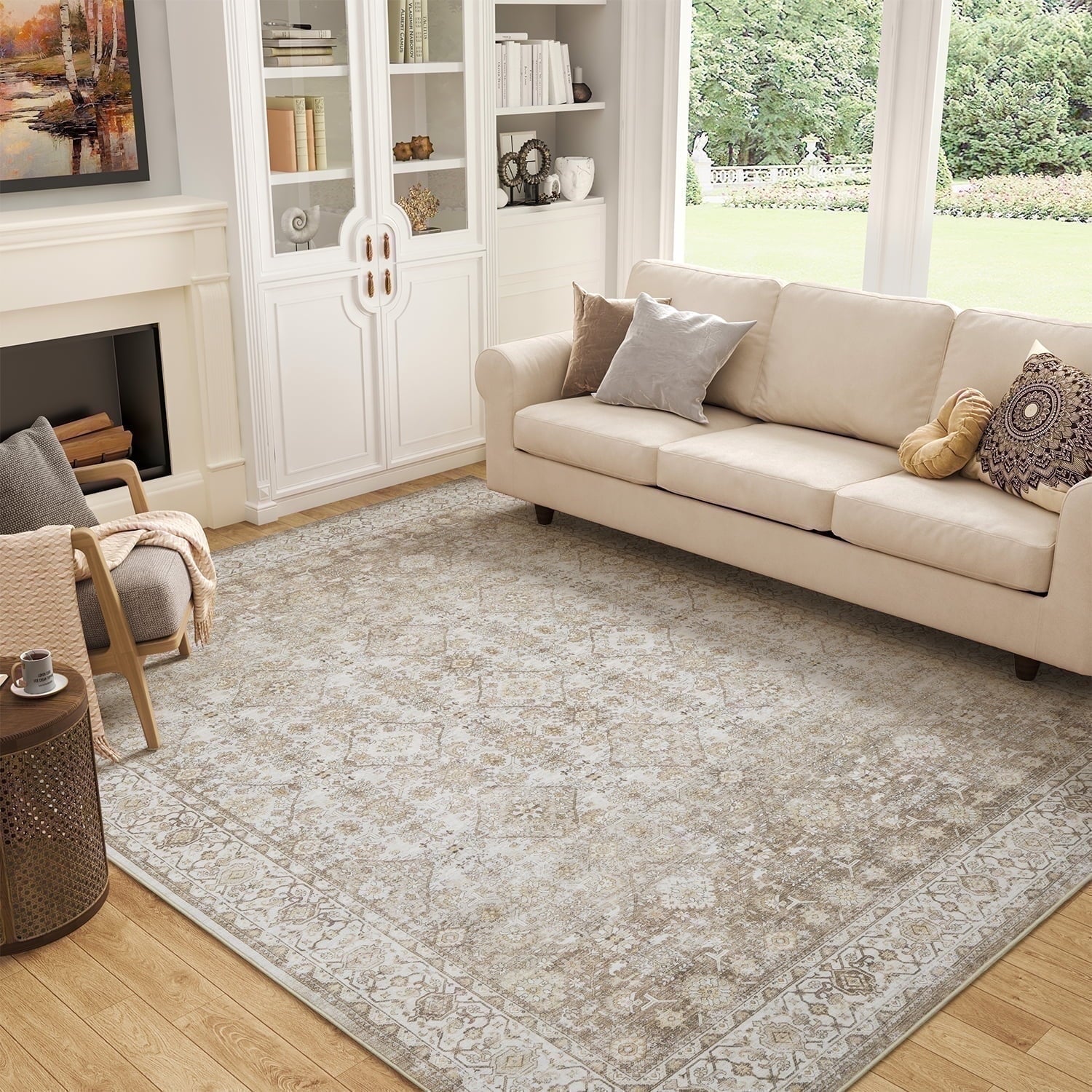 Ombre Vintage Floral Living Room Rug