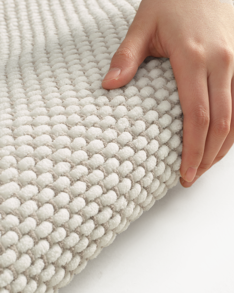 Washable chenille bath mat, super absorbent with rubber backing, non-slip and soft underfoot.