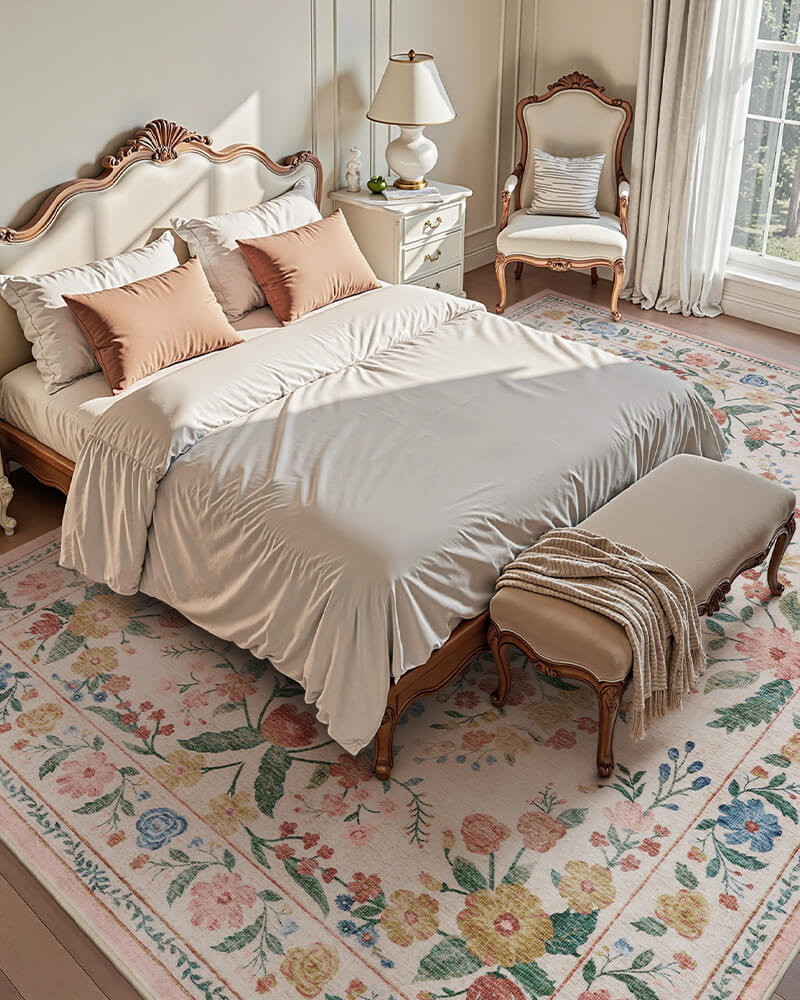 Vintage-inspired area rug designed to stay comfortable over time