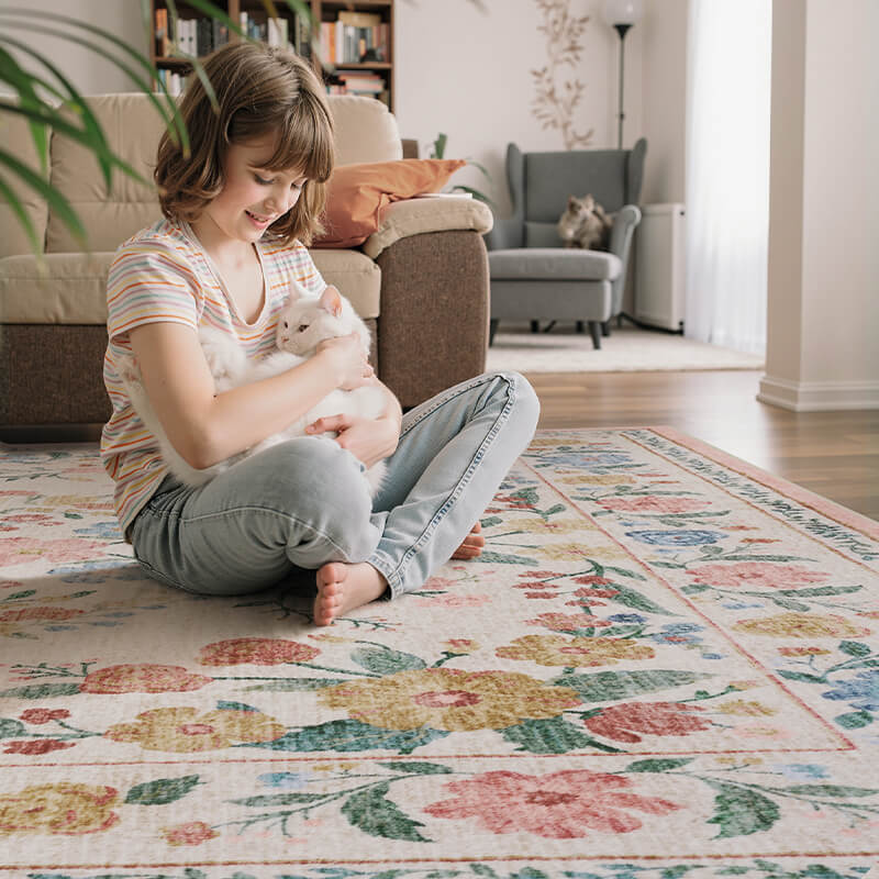 Vintage-style rug created for timeless interiors and easy care