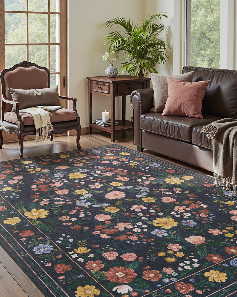 Washable vintage rug crafted to support daily household routines