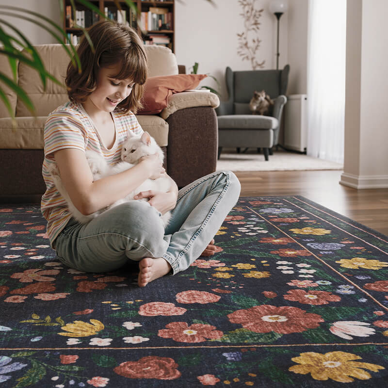 Soft vintage rug designed for effortless home maintenance