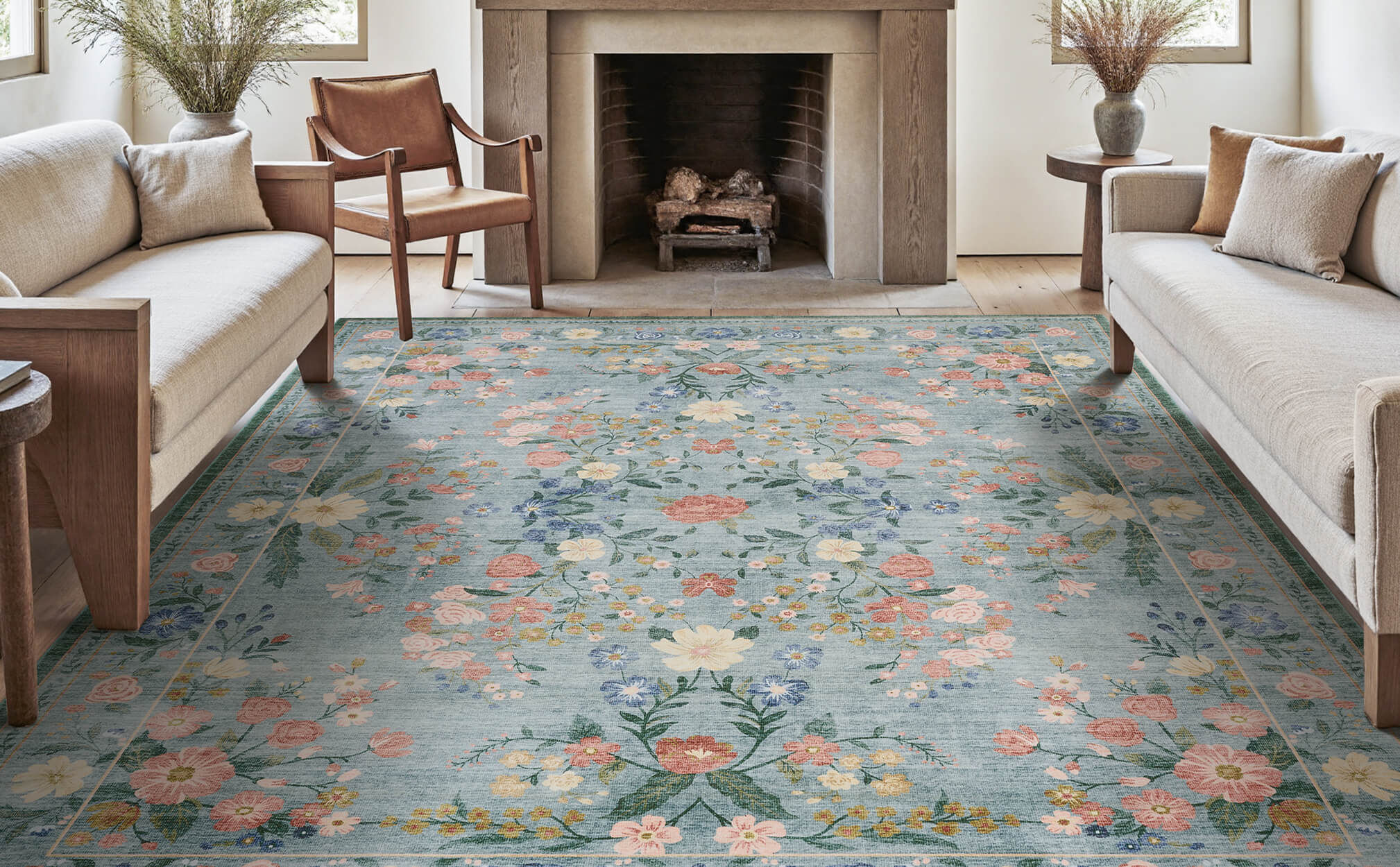 Classic vintage rug offering stability and gentle underfoot feel