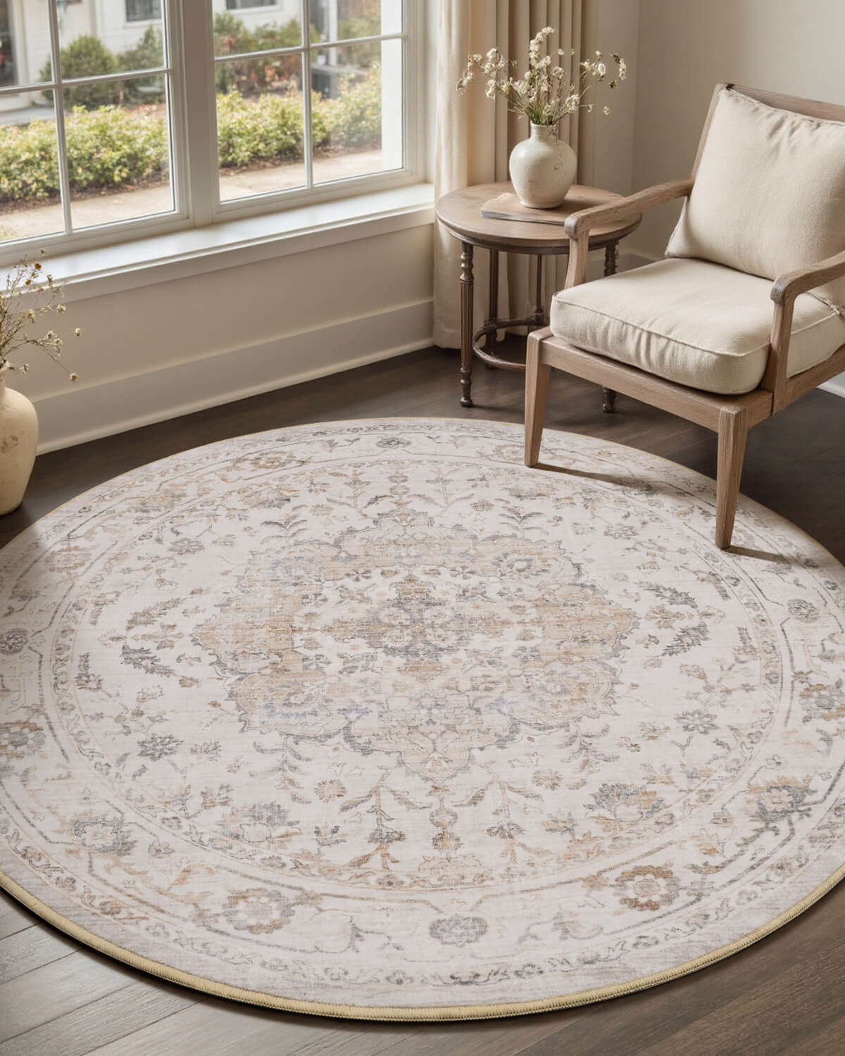 Soft floral vintage rug built for busy high traffic rooms