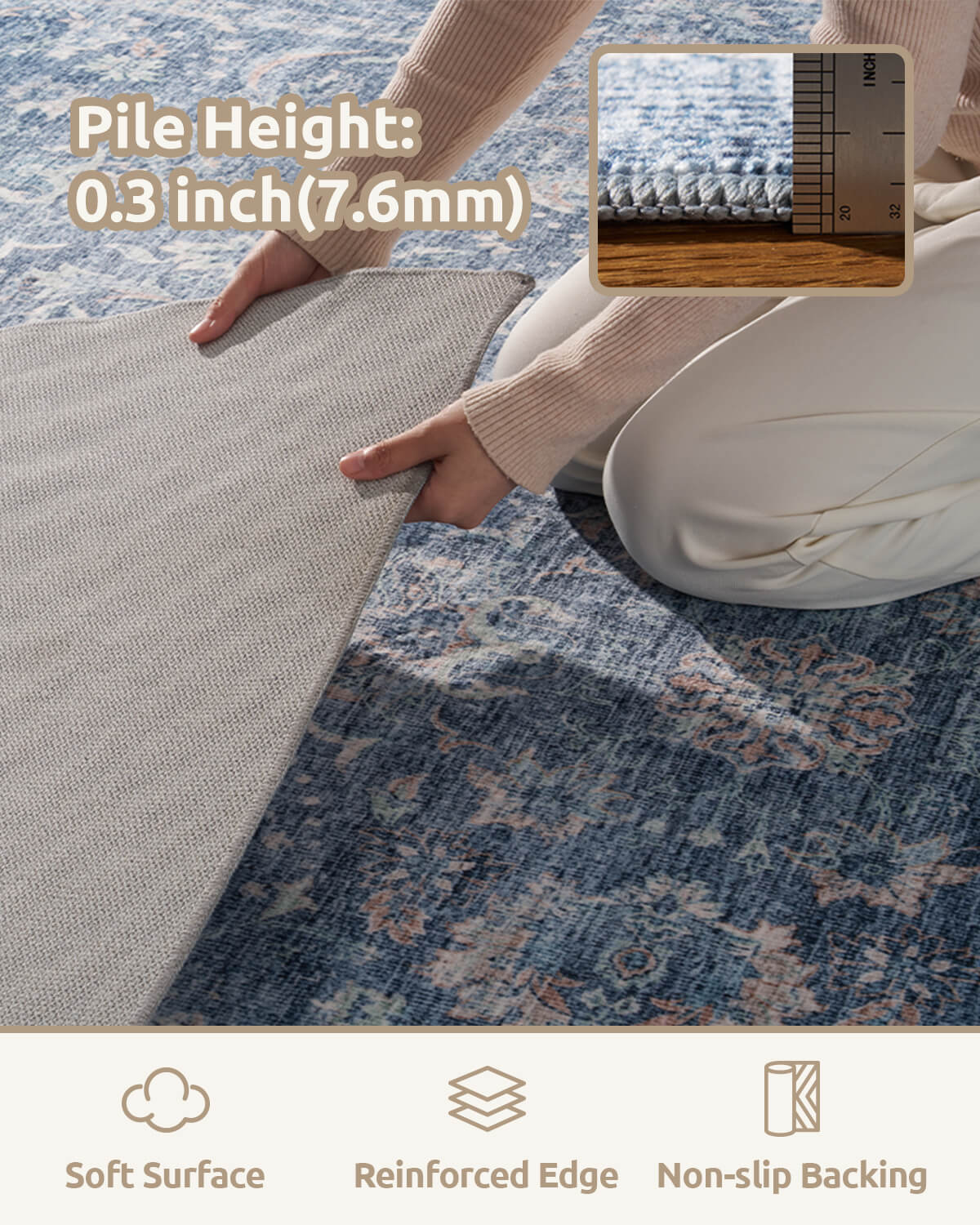 Alfombra grande Selene - Beige/Blanco 