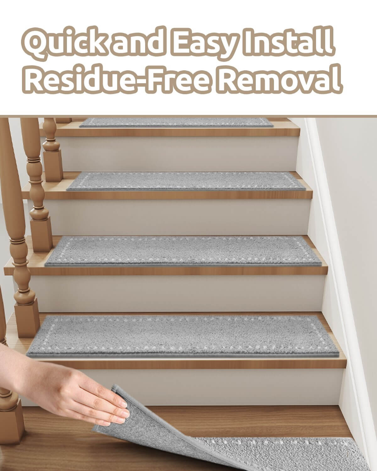 Washable non-slip stair treads blending safety with modern home design