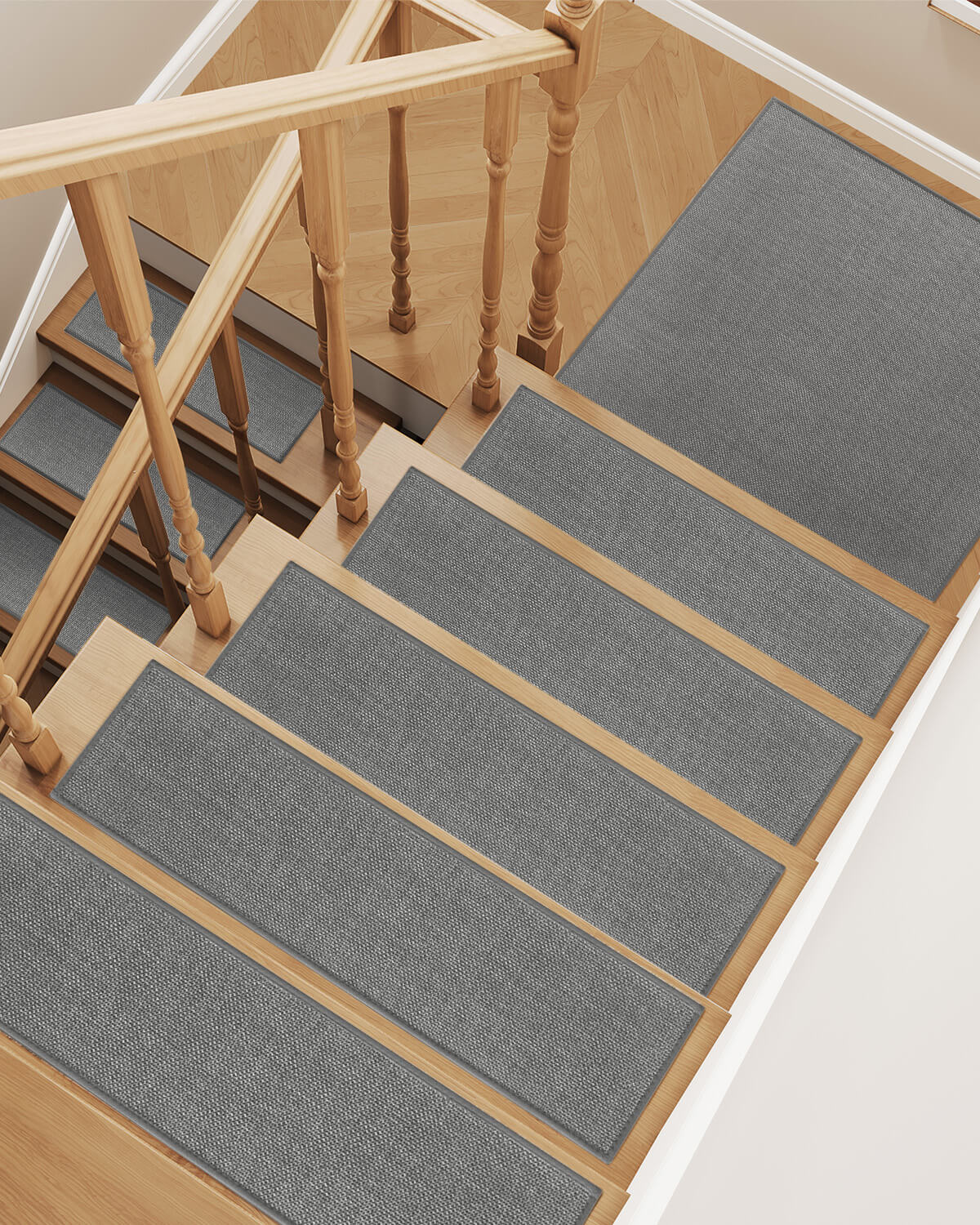 File Tread Non-Slip Stair Treads for Busy Home Machine Washable | MontVoo Rugs ...