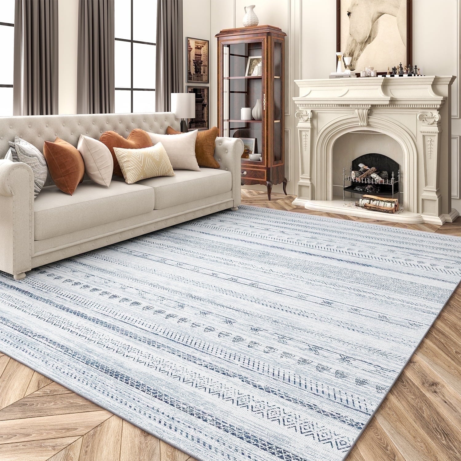 Boho Area Rug Machine Washable Rug