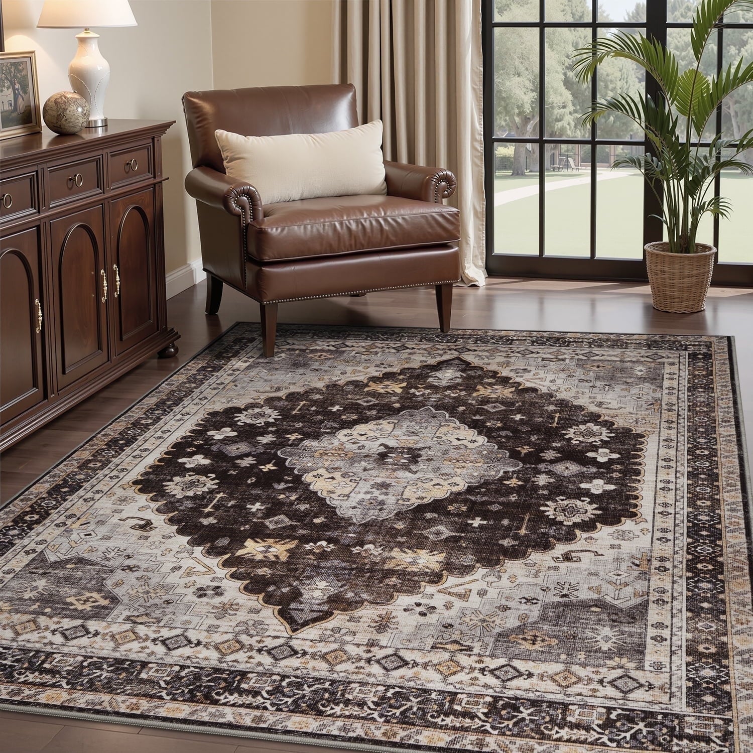 Area Rug for Living Room Vintage Bohemian Soft Carpet