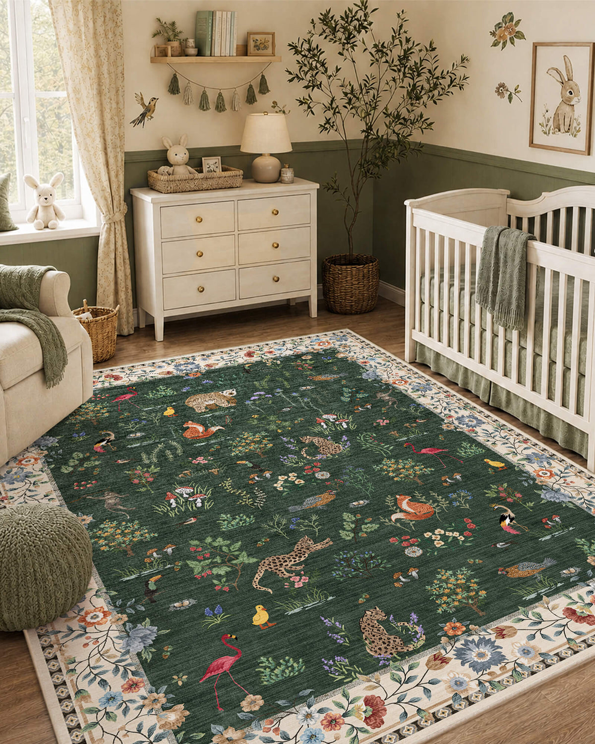 Elio Washable Area Rug - Green