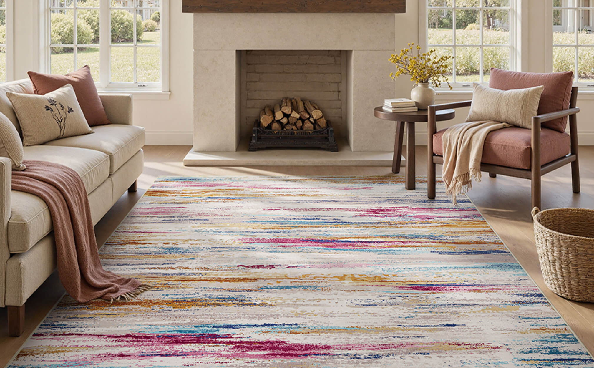 Minimal modern rug that adds comfort without visual clutter