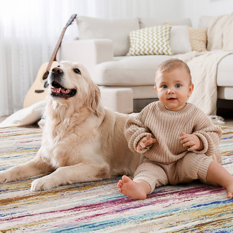 Pet-friendly modern area rug with soft texture and stable non-slip support