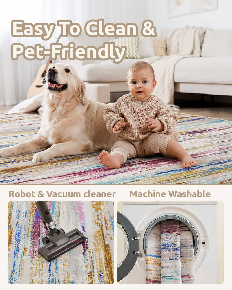 Pet-friendly modern area rug with soft texture and stable non-slip support
