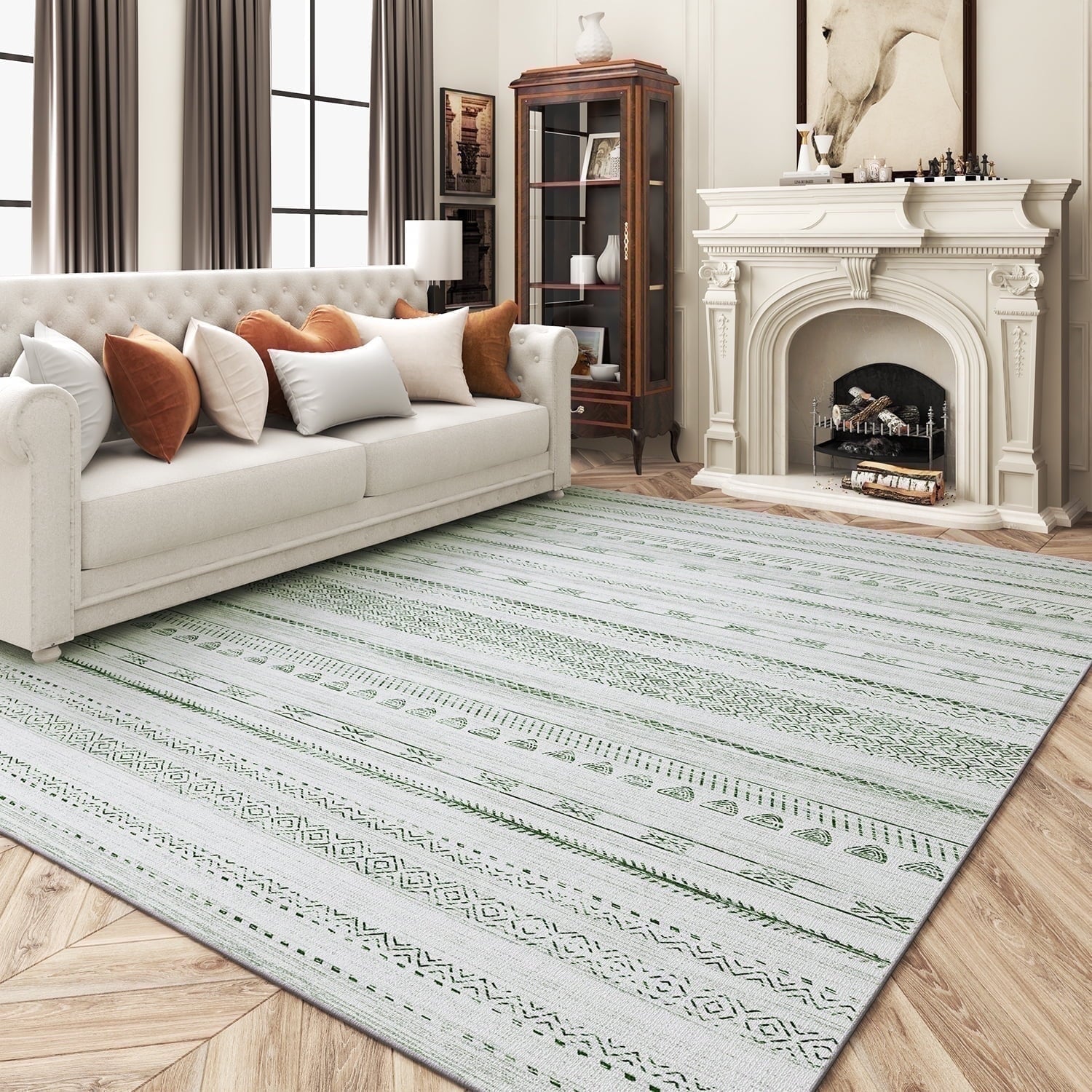 Boho Area Rug Machine Washable Rug