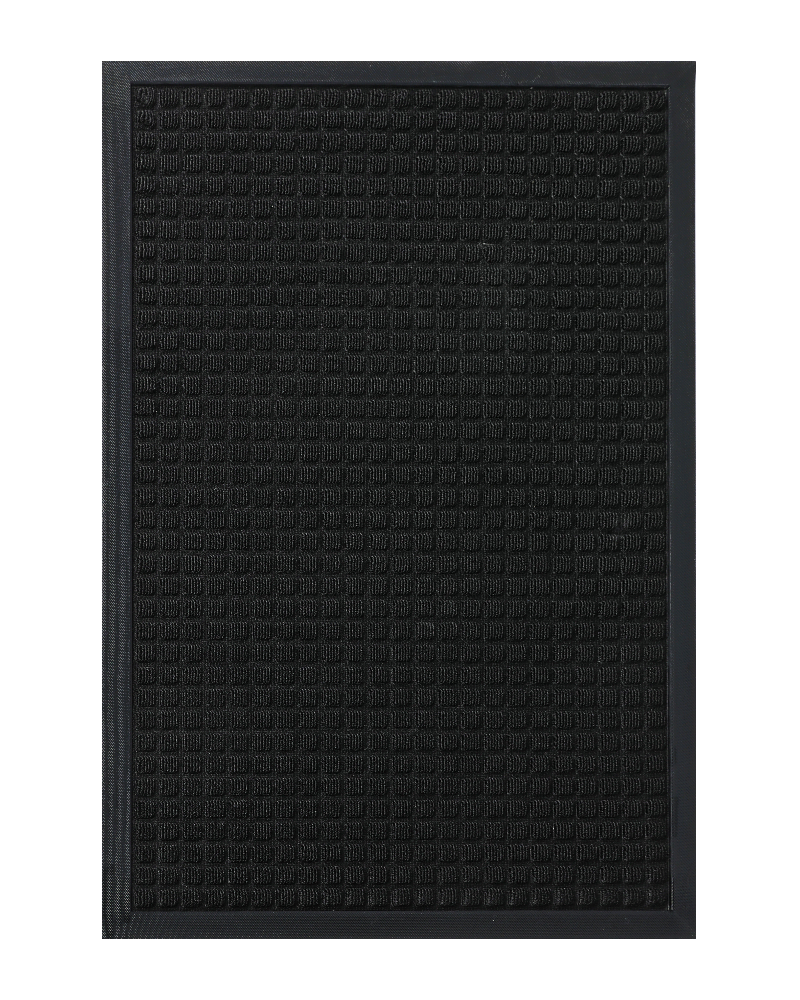 Durable rubber backed outdoor entryway welcome rug for high-traffic entrances.