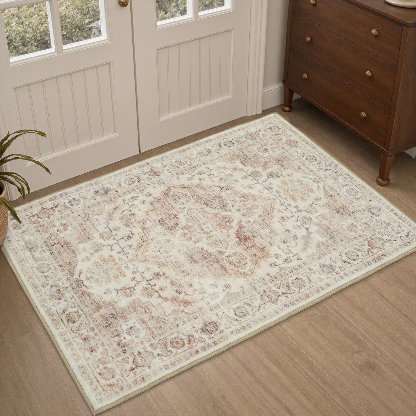 Area Rug Washable Carpet Soft Distressed Non Slip Vintage