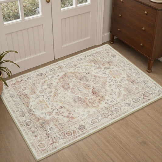 Area Rug Washable Carpet Soft Distressed Non Slip Vintage