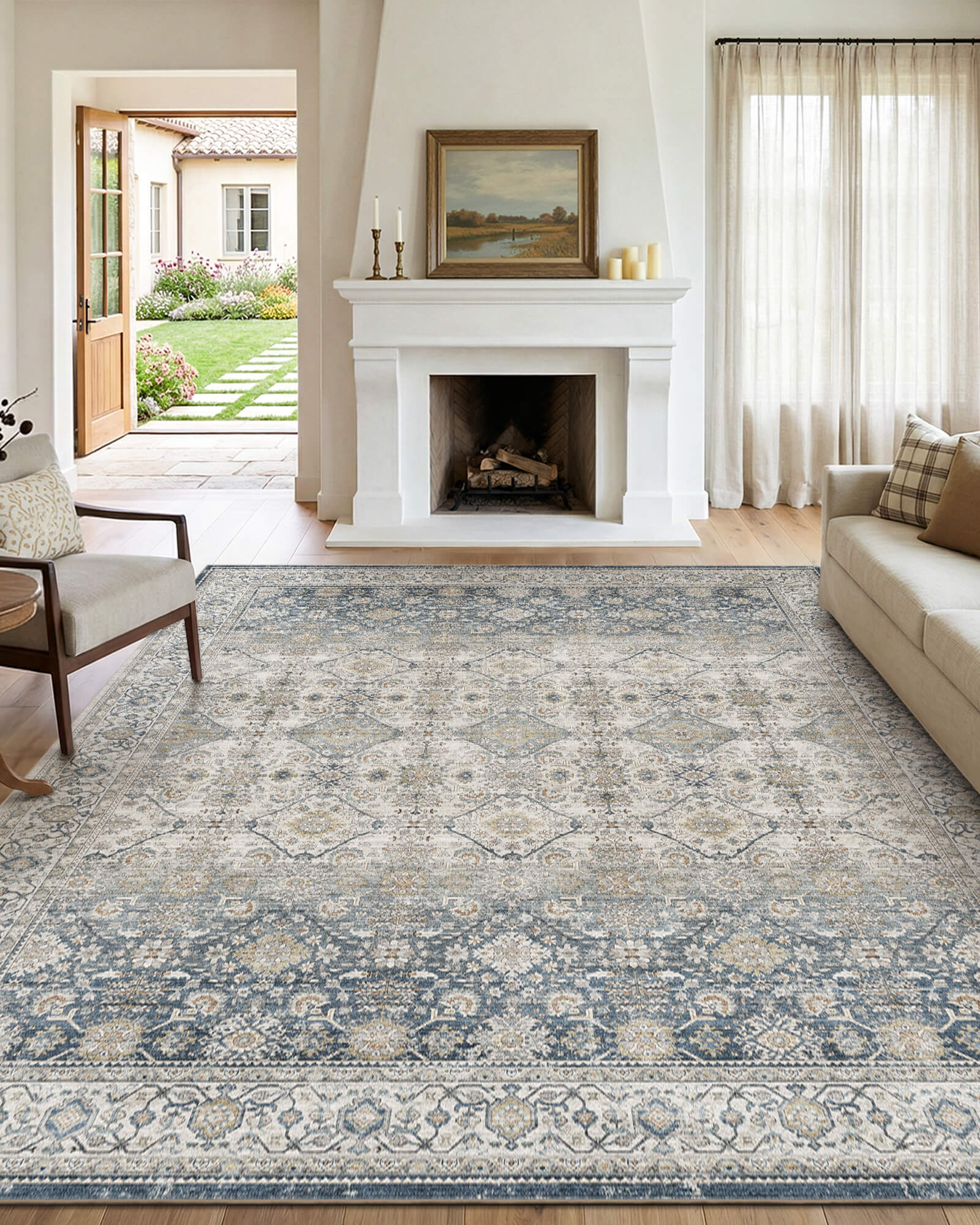 Alfombra grande Selene - Beige/Blanco 