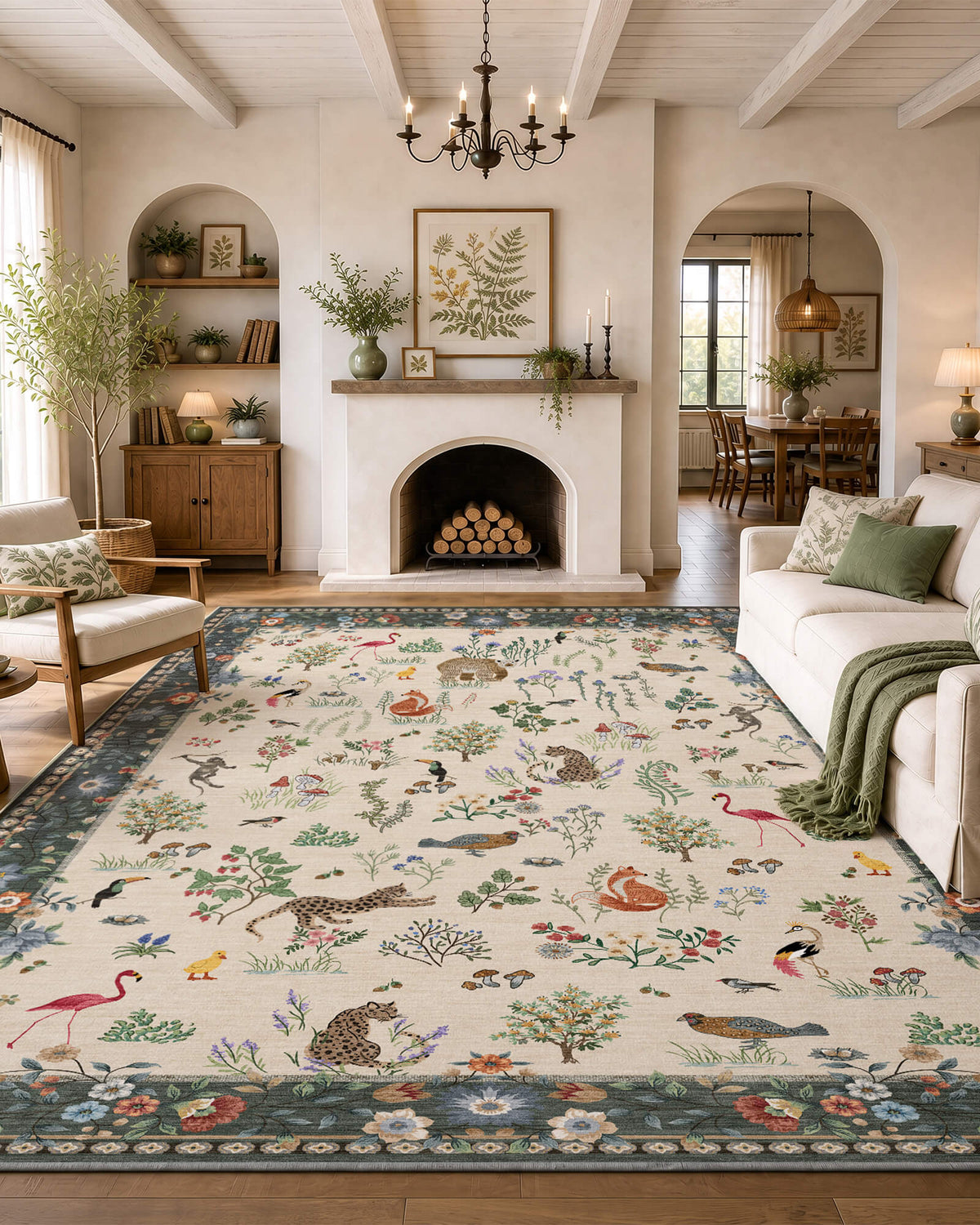 Alfombra grande Selene - Beige/Blanco 
