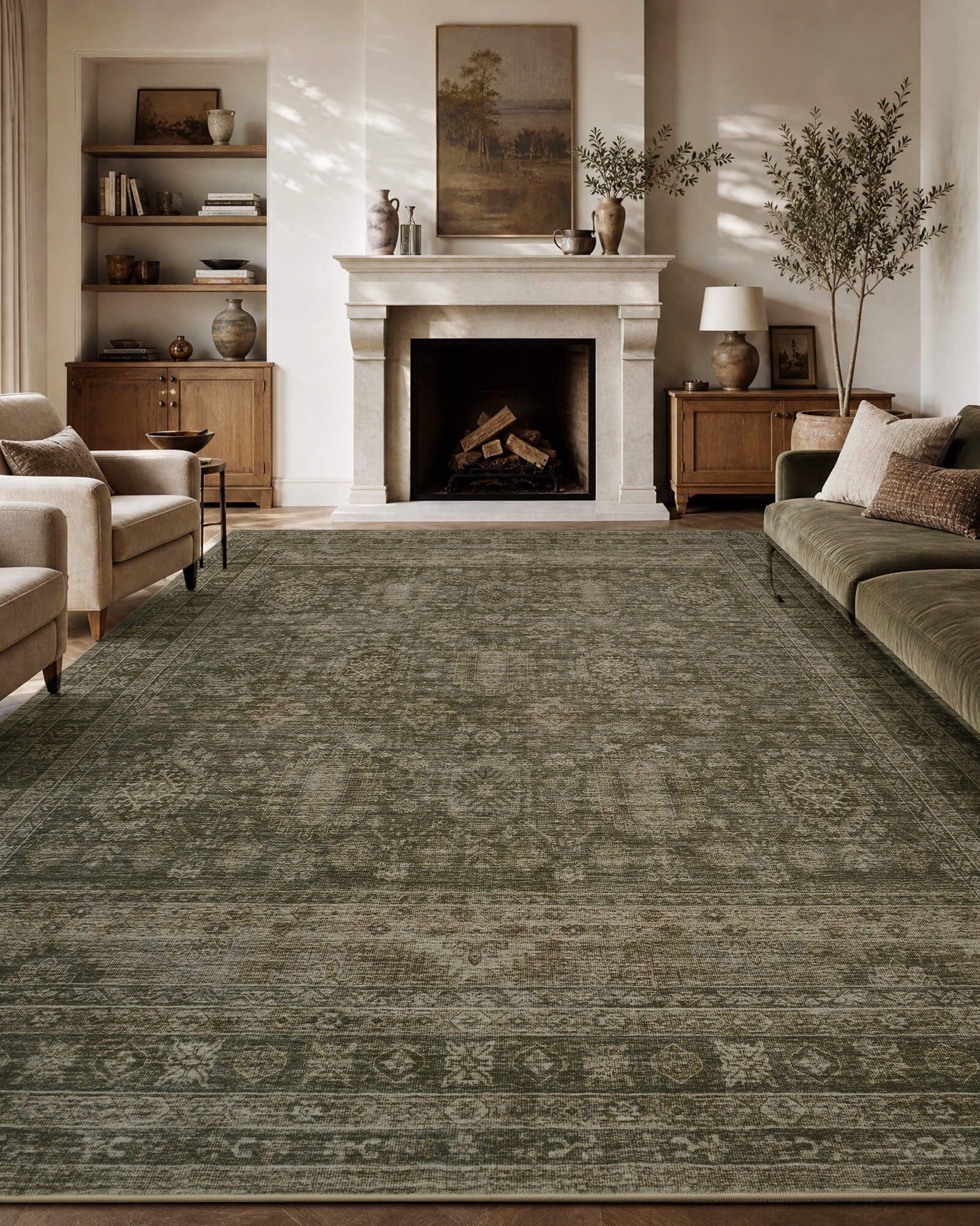Valea Washable Area Rug -  Green
