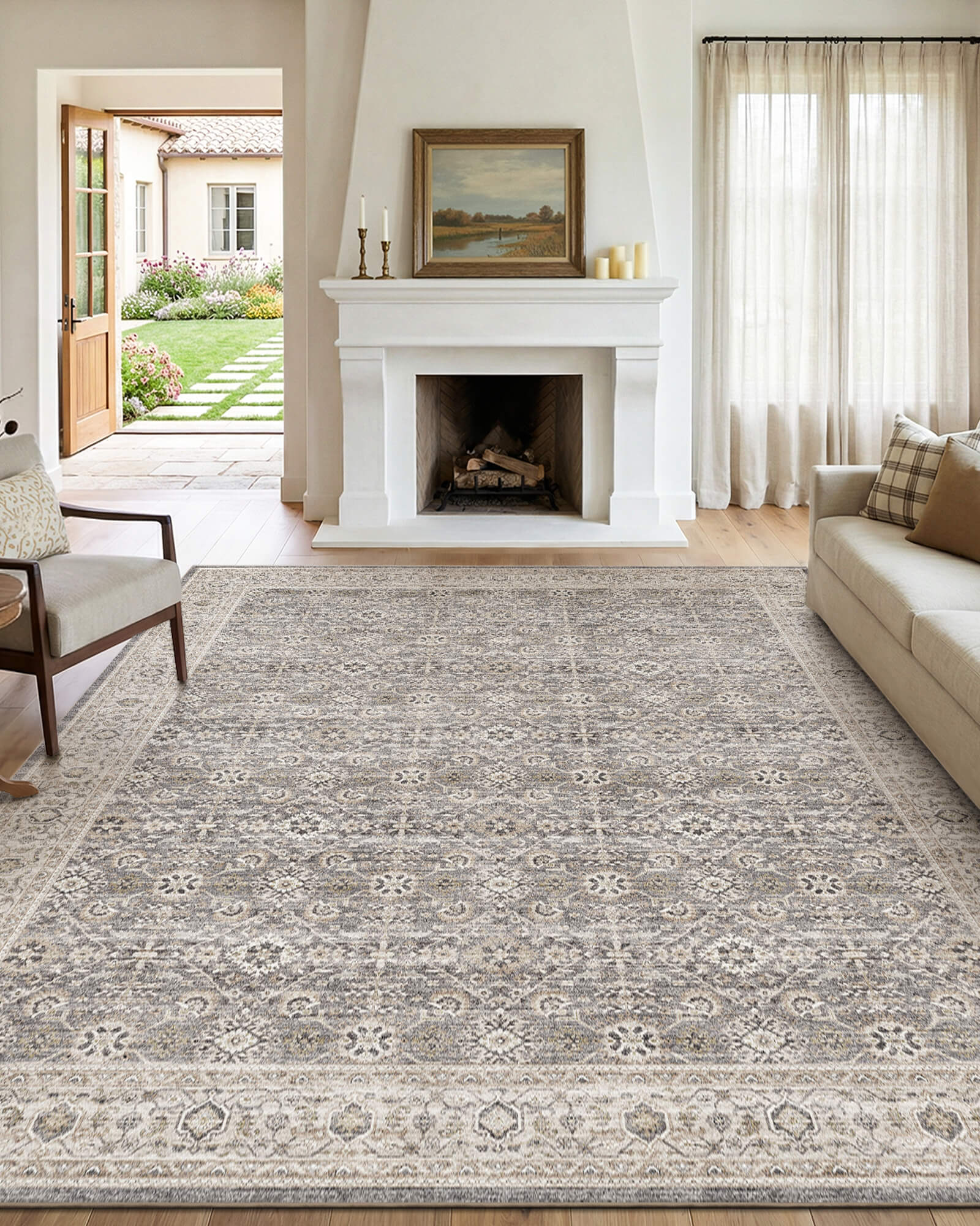 Alfombra grande Selene - Beige/Blanco 
