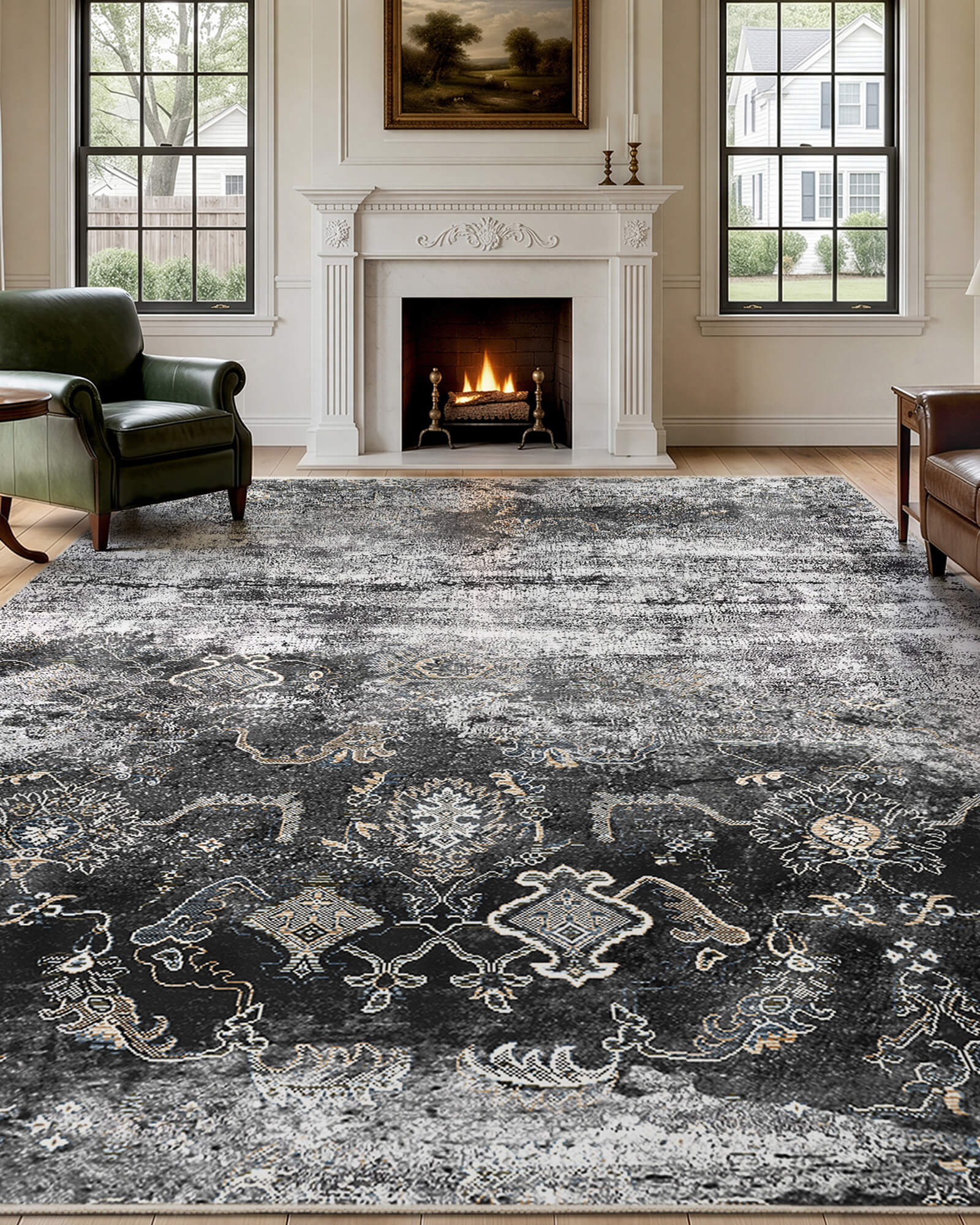 Mirage Washable Area Rug -  Dark Gray