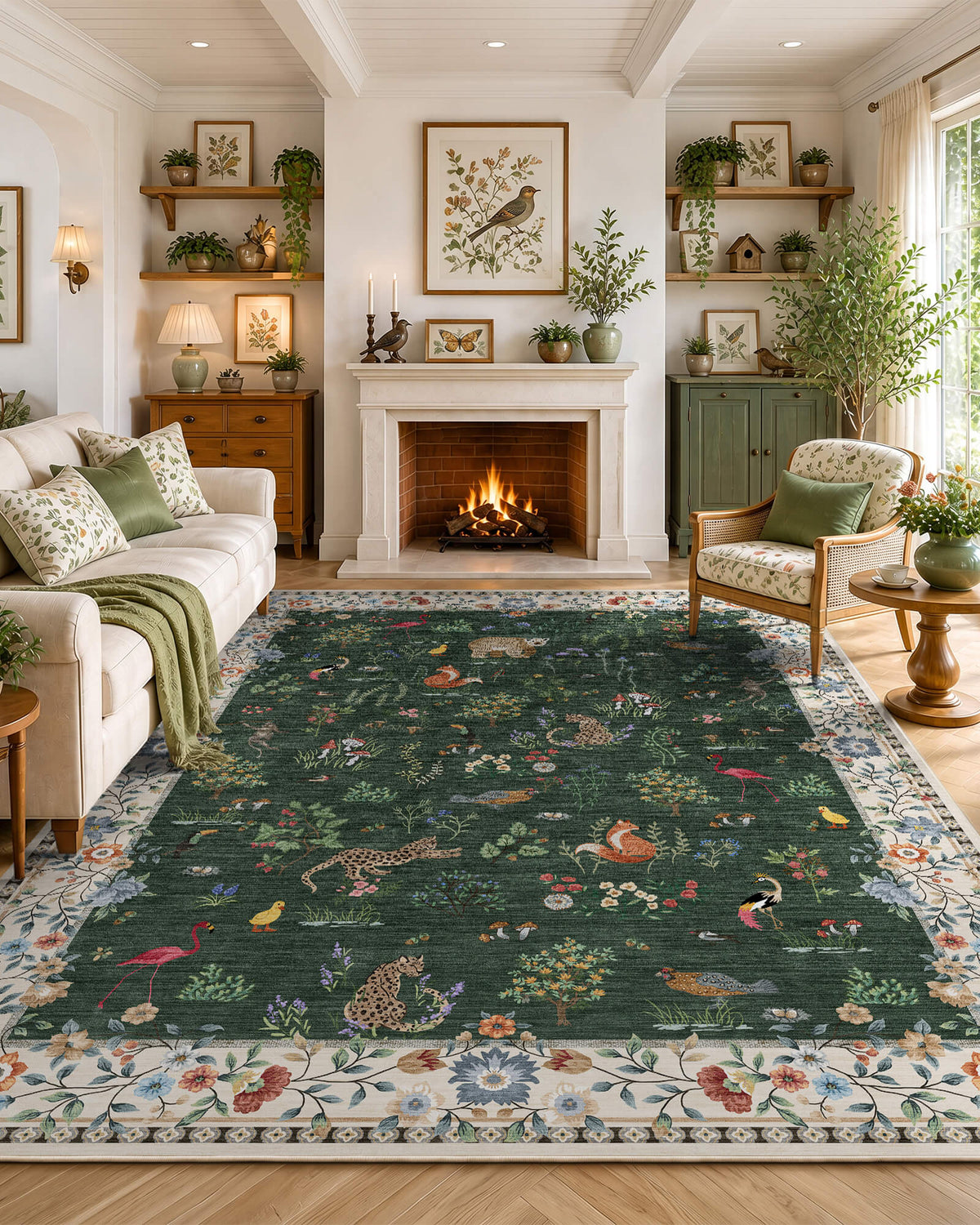 Elio Washable Area Rug - Green