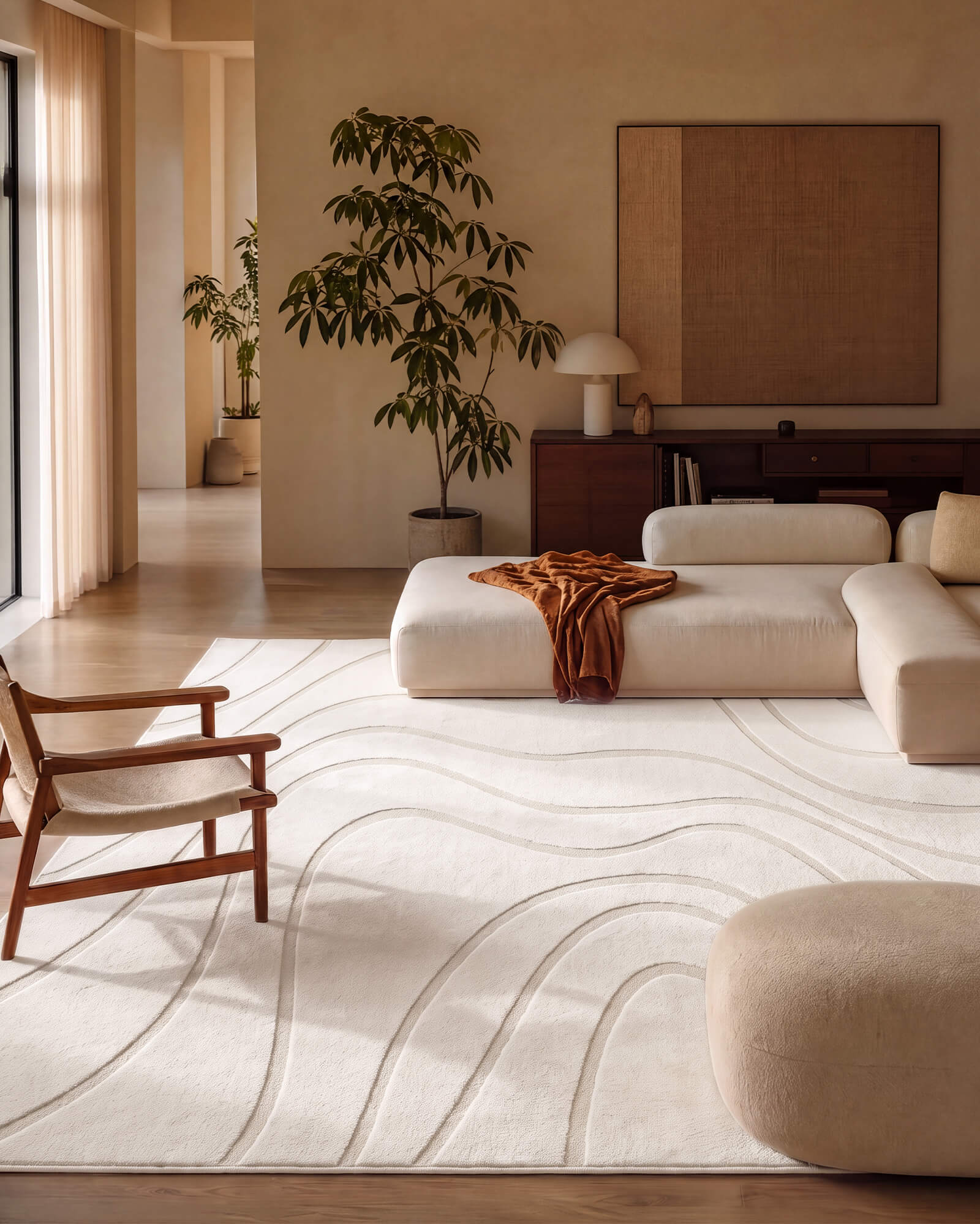 Rill Washable Area Rug - Beige
