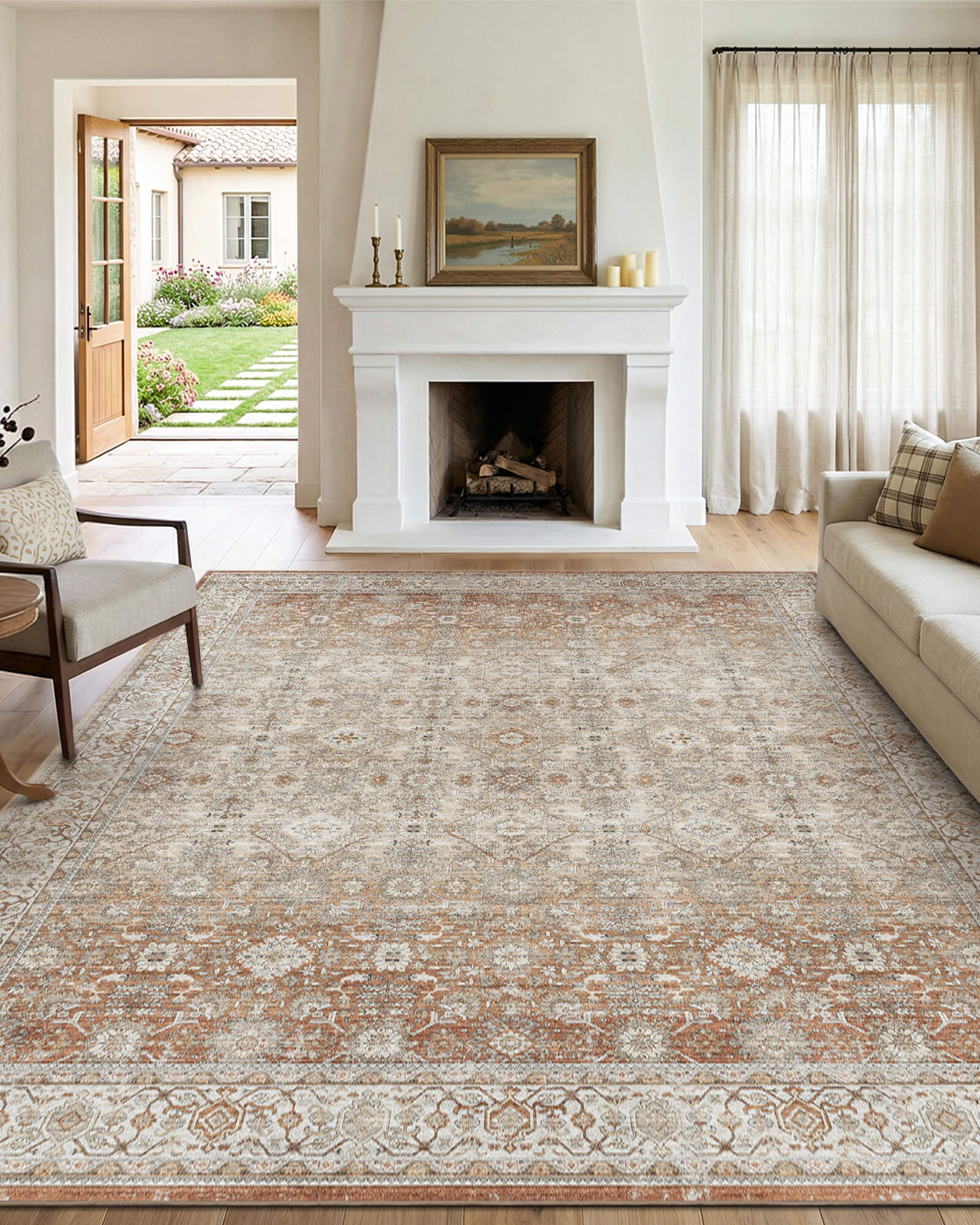 Vintage Rug Soft Durable Machine Washable Rug for Everyday Living