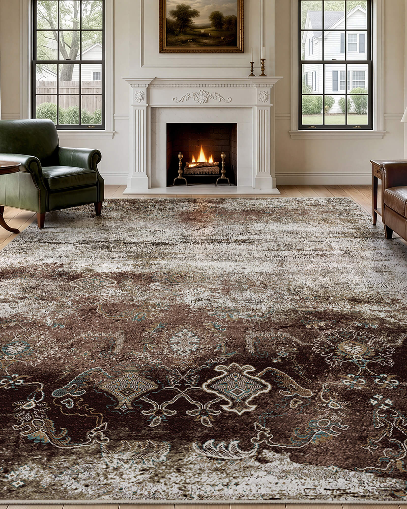 Alfombra grande Selene - Beige/Blanco 