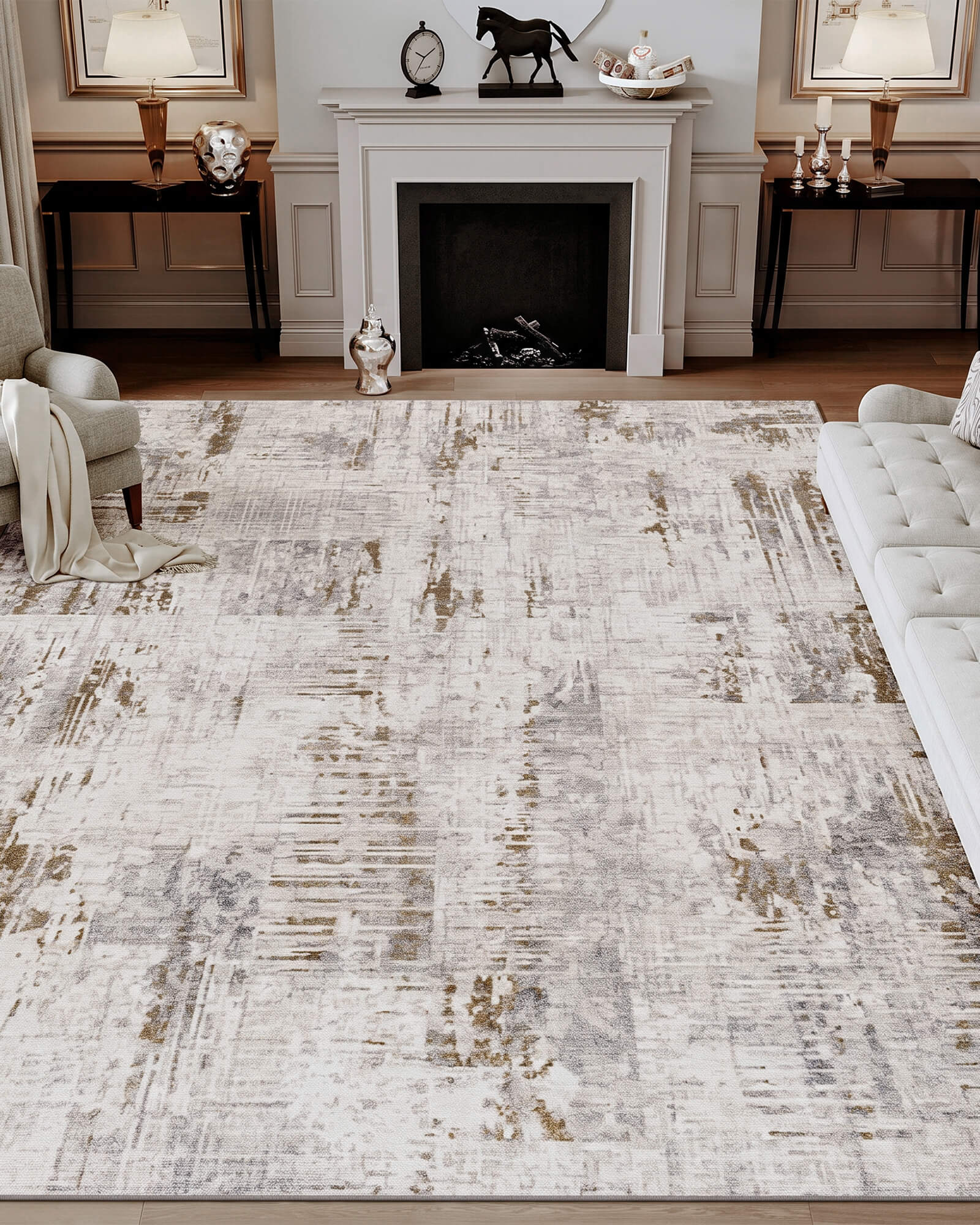 Alfombra grande Selene - Beige/Blanco 
