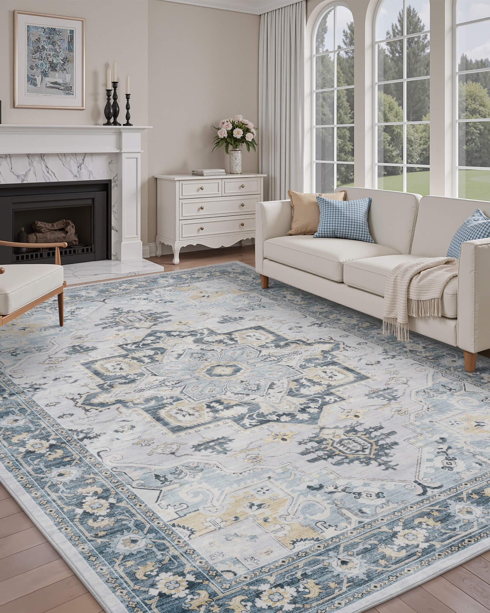 Alfombra grande Selene - Beige/Blanco 