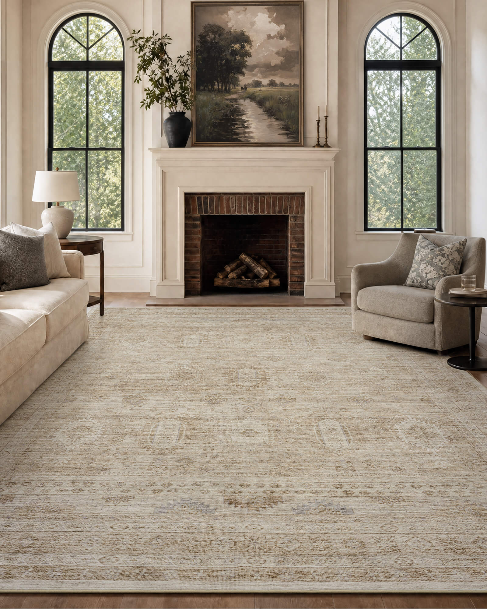 Valea Washable Area Rug - Beige