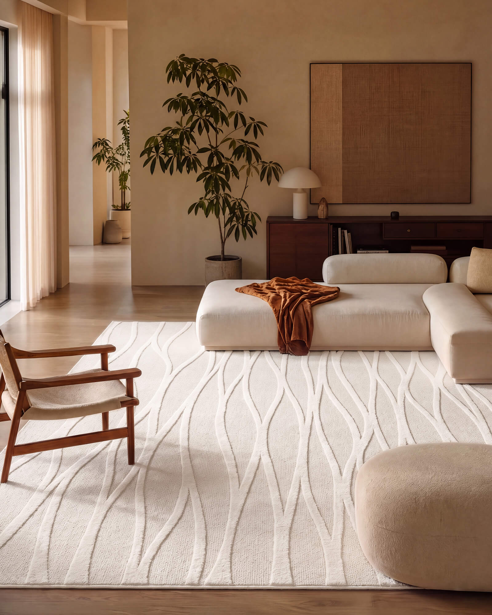 Mora Washable Area Rug - Beige