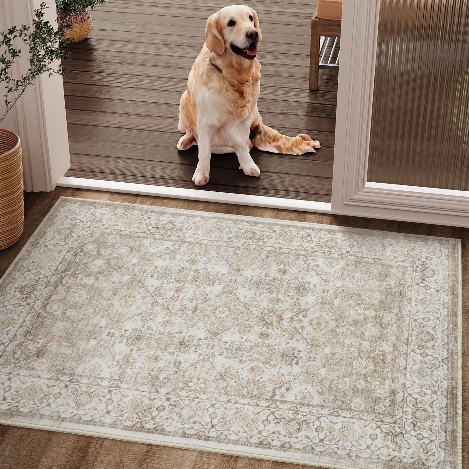 Ombre Vintage Floral Living Room Rug