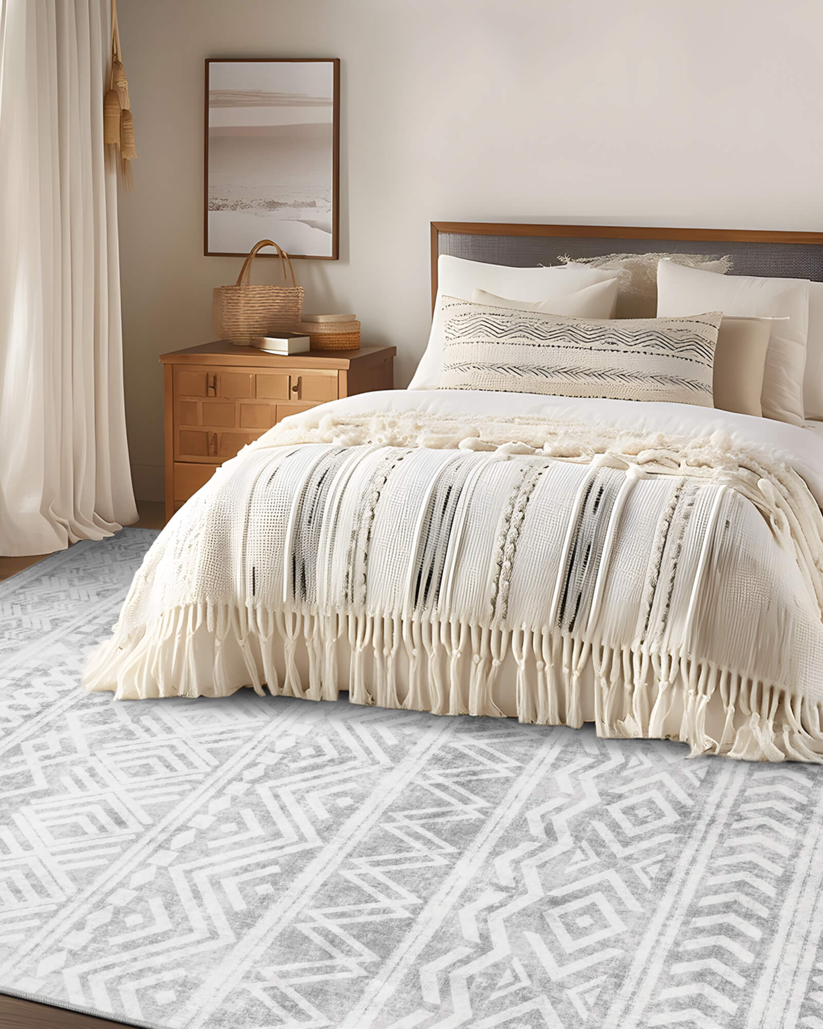 Alfombra grande Selene - Beige/Blanco 