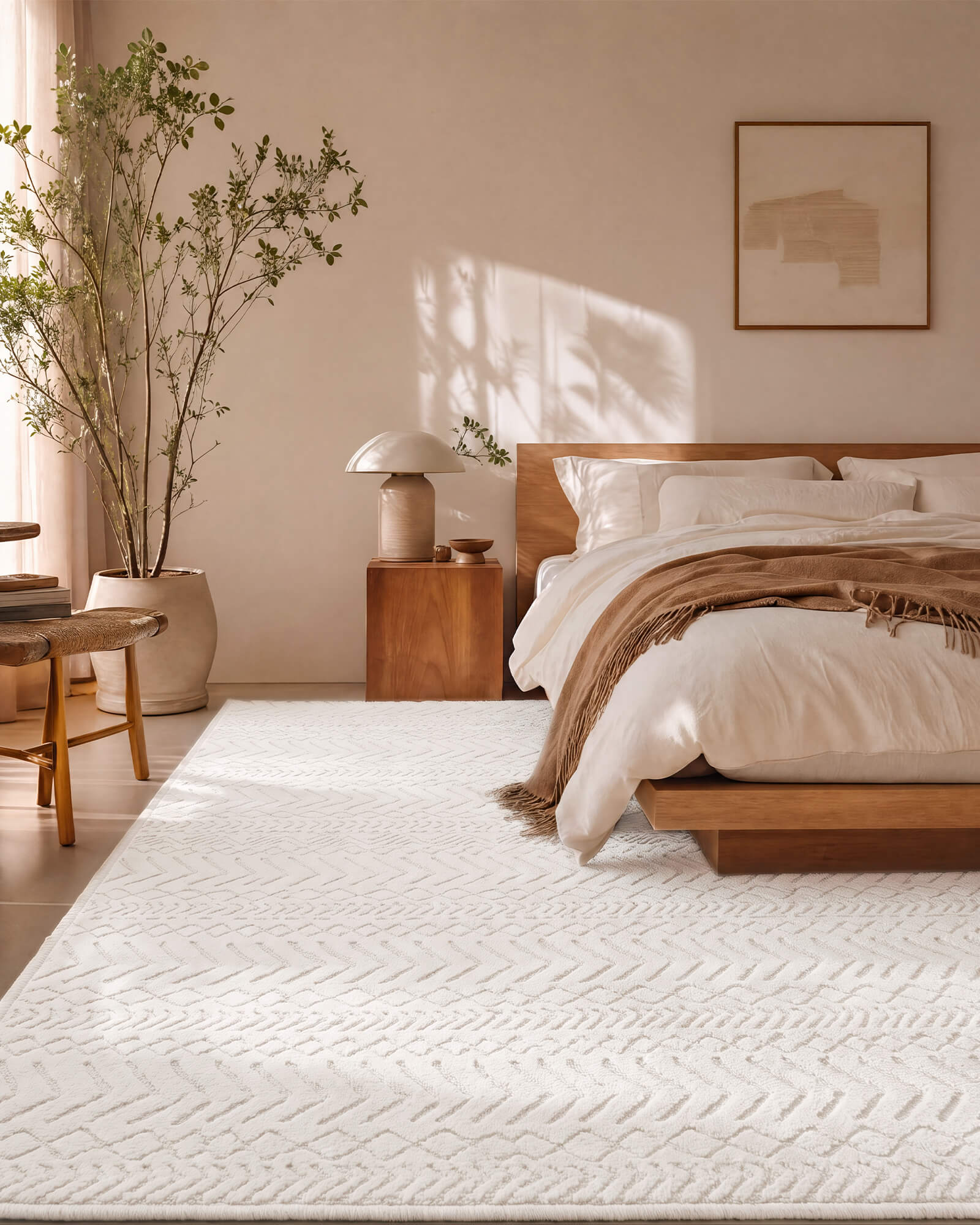 Tess Washable Area Rug - Beige