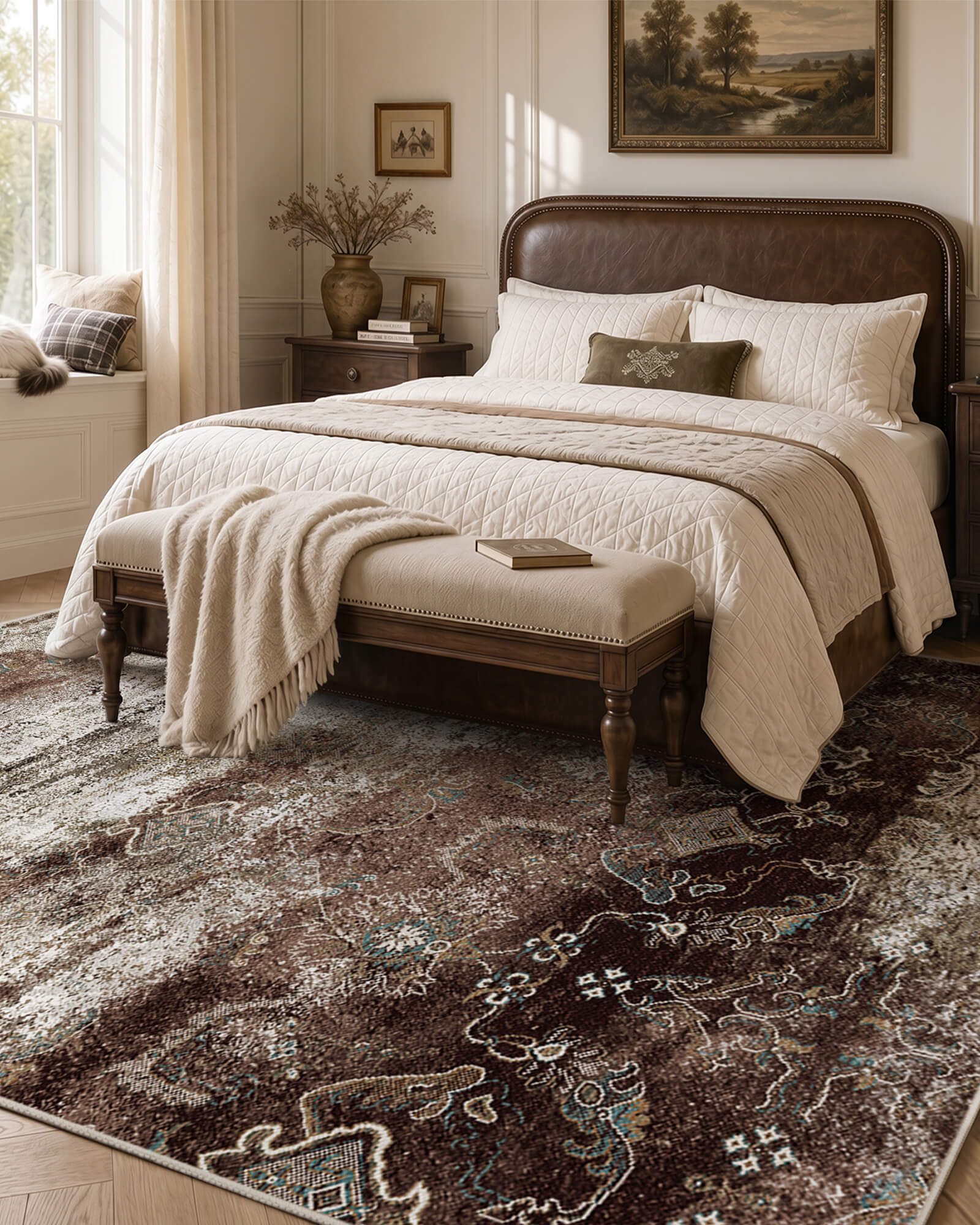 Alfombra grande Selene - Beige/Blanco 