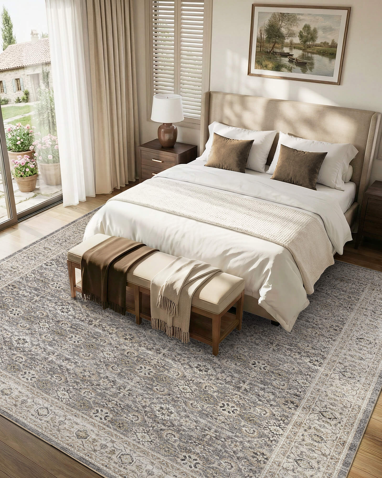 Alfombra grande Selene - Beige/Blanco 
